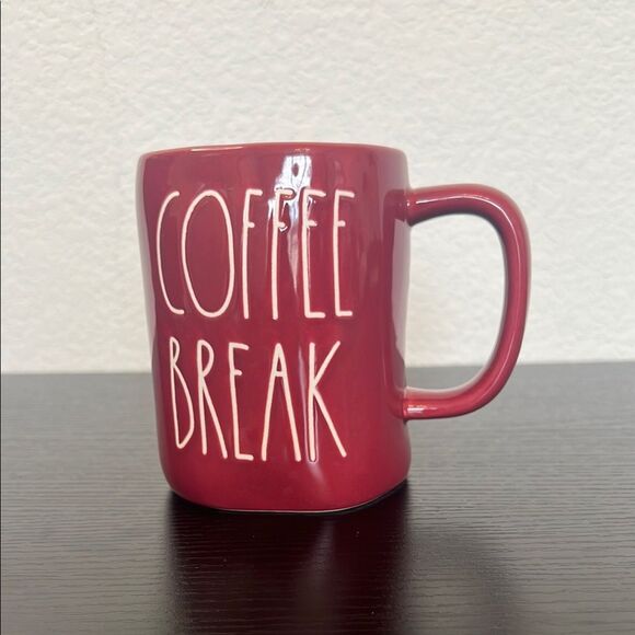 Rae Dunn Muted Red "Coffee Break" Ceramic Mug - Picture 1 of 3
